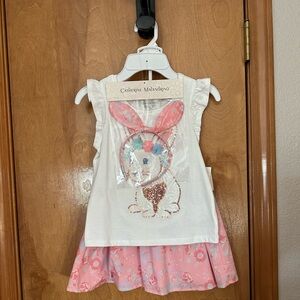 Catherine Malandrino sequin floral Bunny 3 piece tank, skirt and headband set